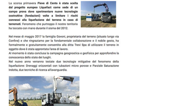 LiquefACT Project on Pieve di Cento Municipality website